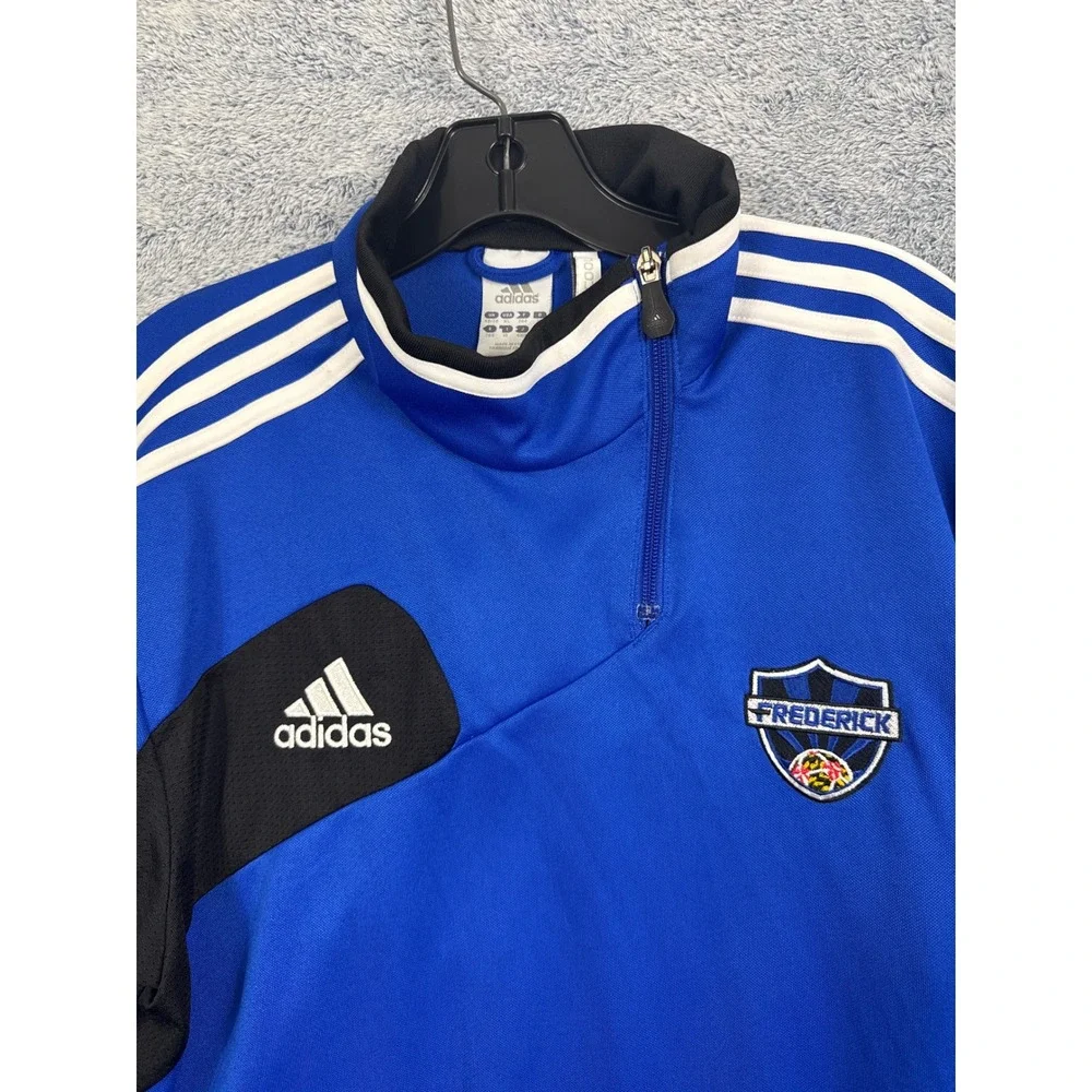 Adidas Mens XL Blue ClimaCool Frederick Soccer Quarter Zip Training Top Pullover
